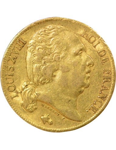 Louis XVIII Tête nue 20 francs Or 1819 A - Paris