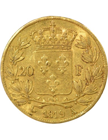 Louis XVIII Tête nue 20 francs Or 1819 A - Paris