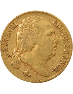 Louis XVIII Tête nue 20 francs Or 1824 A - Paris 2