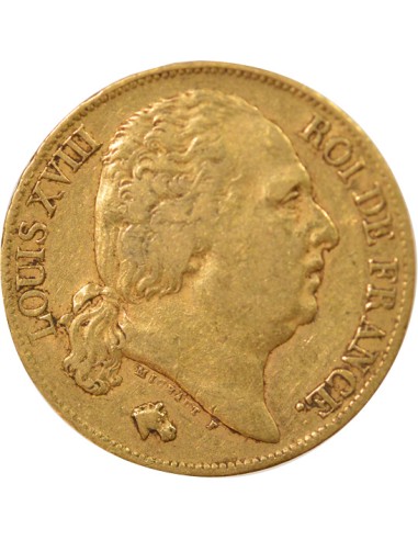 Louis XVIII Tête nue 20 francs Or 1824 A - Paris