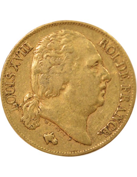 Louis XVIII Tête nue 20 francs Or 1824 A - Paris