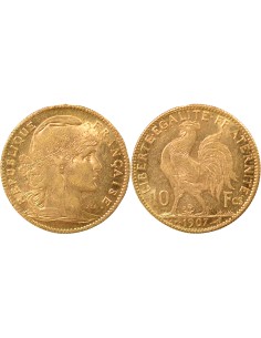 Coq 10 francs Or 1907 A Paris