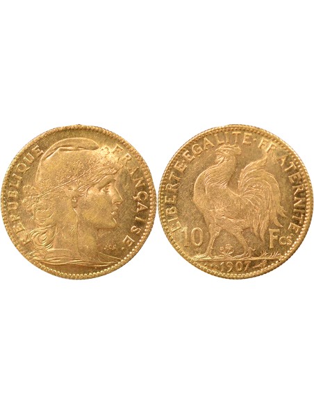 Coq 10 francs Or 1907 A Paris
