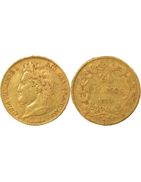 Louis-Philippe Ier Domard 20 francs Or 1839 A - Paris