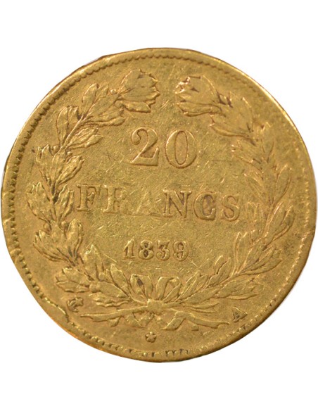 Louis-Philippe Ier Domard 20 francs Or 1839 A - Paris