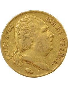 Louis XVIII Tête nue 20 francs Or 1819 A - Paris 2