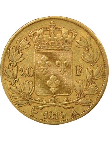 Louis XVIII Tête nue 20 francs Or 1819 A - Paris