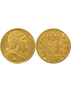 Louis XVIII Tête nue 20 francs Or 1818 A - Paris