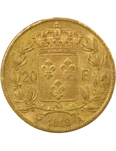 Louis XVIII Tête nue 20 francs Or 1818 A - Paris