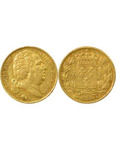Louis XVIII Tête nue 20 francs Or 1820 Q Perpignan