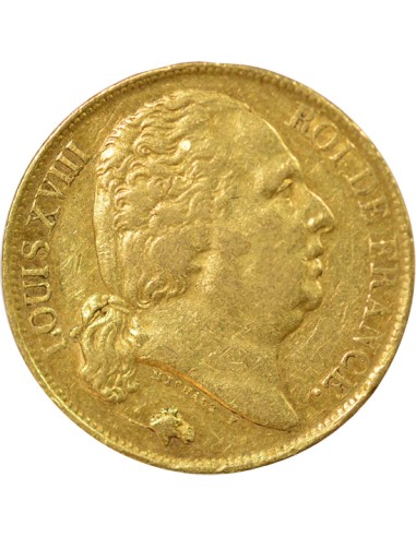 Louis XVIII Tête nue 20 francs Or 1820 Q Perpignan