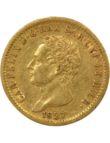 Sardaigne Charles-Félix 20 lire Or 1827 T Turin