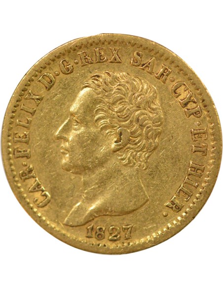 Sardaigne Charles-Félix 20 lire Or 1827 T Turin