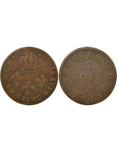 Guyane Française Louis XVI 2 sous Billon 1789 A - Paris