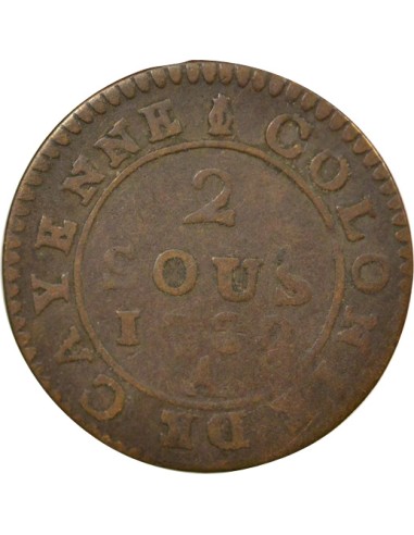 Guyane Française Louis XVI 2 sous Billon 1789 A - Paris