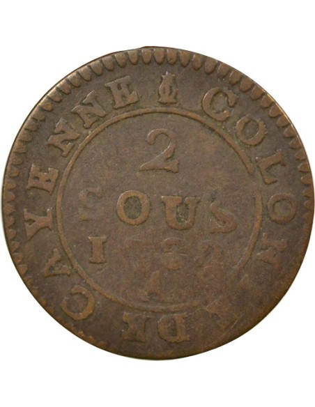 Guyane Française Louis XVI 2 sous Billon 1789 A - Paris