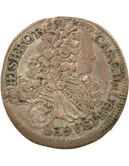 Bohéme et Moravie Charles VI du Saint Empire 3 kreuzer Billon 1716 C Prague
