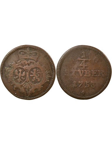 Etats-Allemands (Sayn-Altenkirchen) Charles-Guillaume-Frédéric de Brandebourg-Ansbach 1/4 stuber Cuivre 1753