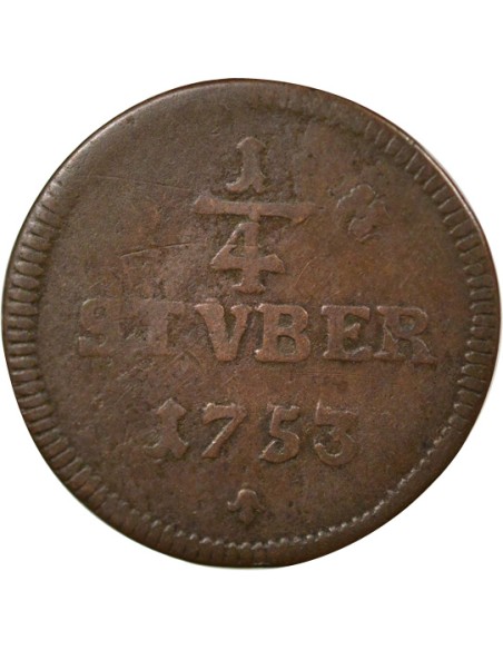 Etats-Allemands (Sayn-Altenkirchen) Charles-Guillaume-Frédéric de Brandebourg-Ansbach 1/4 stuber Cuivre 1753