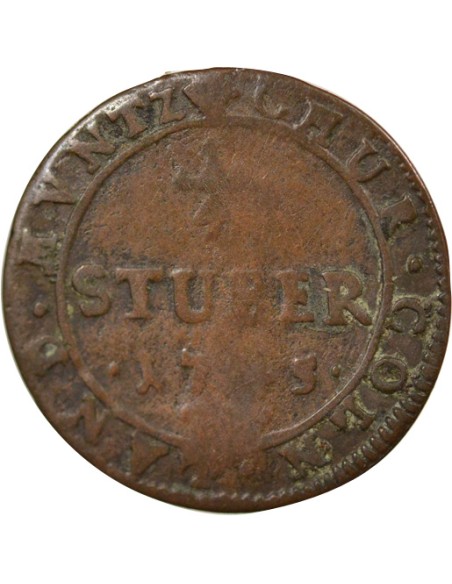 Etats-Allemands (Cologne) Clément Auguste I de Bavière 1/4 stuber Cuivre 1745