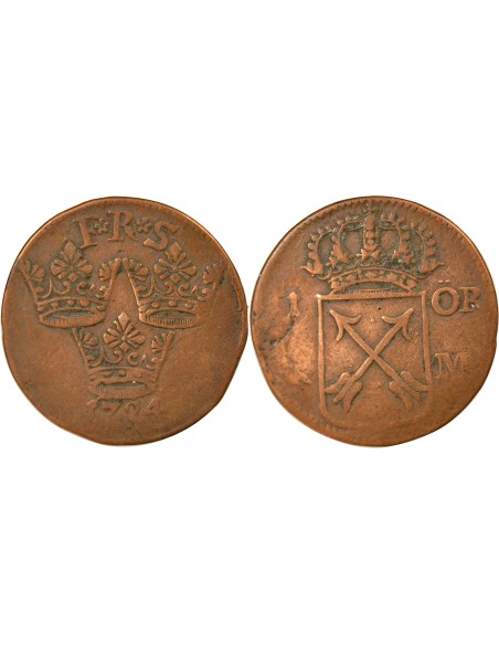 Suède Frédéric Ier de Suède 1 ore Cuivre 1724 Stockholm