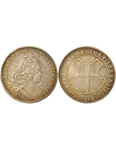 Belgique Charles VI du Saint Empire Territoire d'Ypres 1 jeton Argent 1720