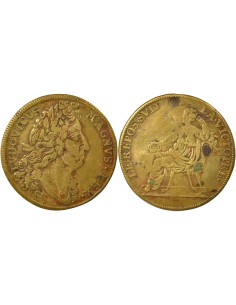 Louis XIV Paix de Ratisbonne 1 jeton Laiton 1684-1690 Nuremberg