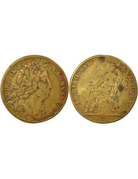 Louis XIV Paix de Ratisbonne 1 jeton Laiton 1684-1690 Nuremberg