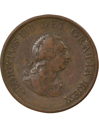 Roi de Grande-Bretagne et d´Irlande 2e Effigie 1/2 penny Cuivre 1799 Londres