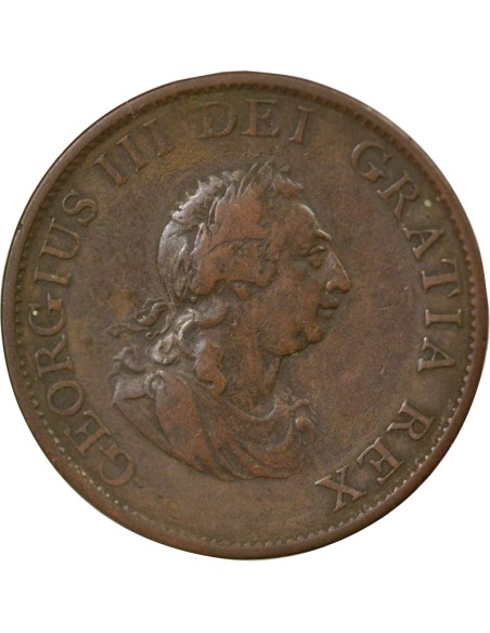 Roi de Grande-Bretagne et d´Irlande 2e Effigie 1/2 penny Cuivre 1799 Londres