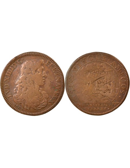 Louis XIV Ordinaire des Guerres 1 jeton Cuivre 1663