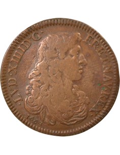 Louis XIV Ordinaire des Guerres 1 jeton Cuivre 1663 2