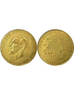 Philippe d'Orléans 1 médaille Laiton 1900 A Paris