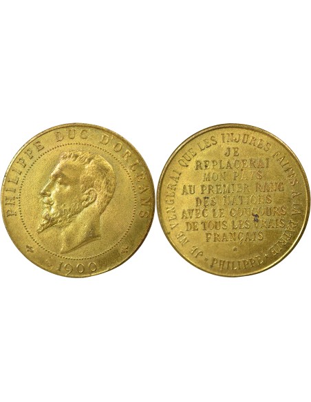 Philippe d'Orléans 1 médaille Laiton 1900 A Paris
