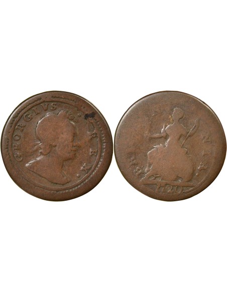 Grande Bretagne George I de Grande-Bretagne et d'Irlande 2e Emission 1 farthing Cuivre 1720 Londres