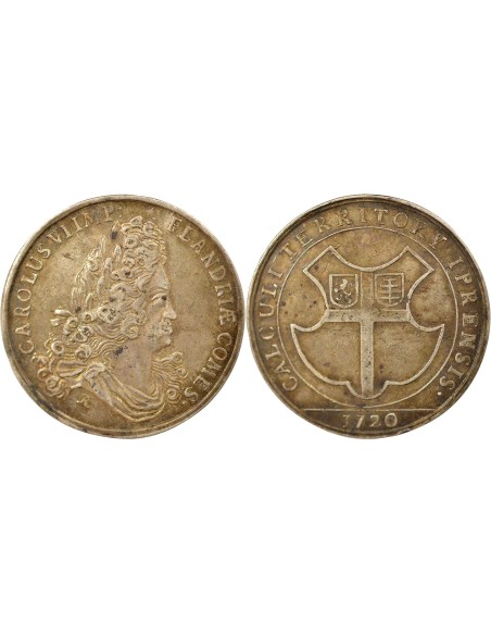 Belgique Charles VI du Saint Empire Territoire d'Ypres 1 jeton Argent 1720