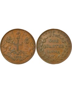 Inde Guillaume IV 1/4 anna Cuivre 1835 B Bombay