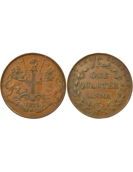 Inde Guillaume IV 1/4 anna Cuivre 1835 B Bombay