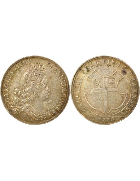 Belgique Charles VI du Saint Empire Territoire d'Ypres 1 jeton Argent 1720