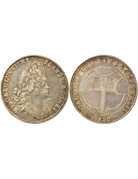 Belgique Charles VI du Saint Empire Territoire d'Ypres 1 jeton Argent 1720