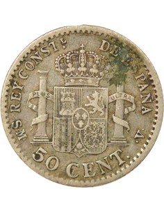 Espagne Alphonse XIII d'Espagne 4e Portrait 50 centimos Argent 1904 AI Madrid 2