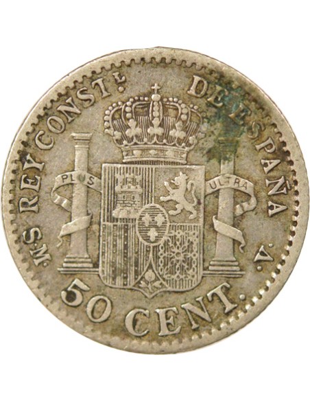 Espagne Alphonse XIII d'Espagne 4e Portrait 50 centimos Argent 1904 AI Madrid