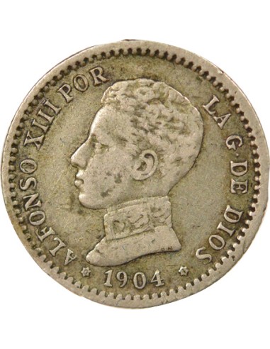 Espagne Alphonse XIII d'Espagne 4e Portrait 50 centimos Argent 1904 AI Madrid