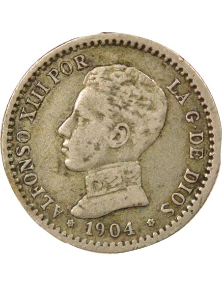Espagne Alphonse XIII d'Espagne 4e Portrait 50 centimos Argent 1904 AI Madrid