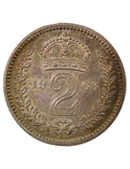 Reine d'Angleterre et du Commonwealth Maundy 2 pence Argent 1968 Londres