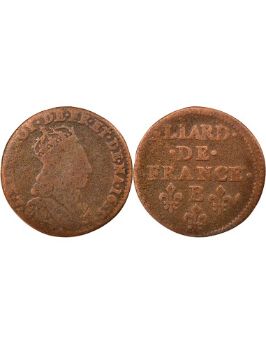 Louis XIV Au Buste Juvénile 1 liard Cuivre 1655 Acquigny