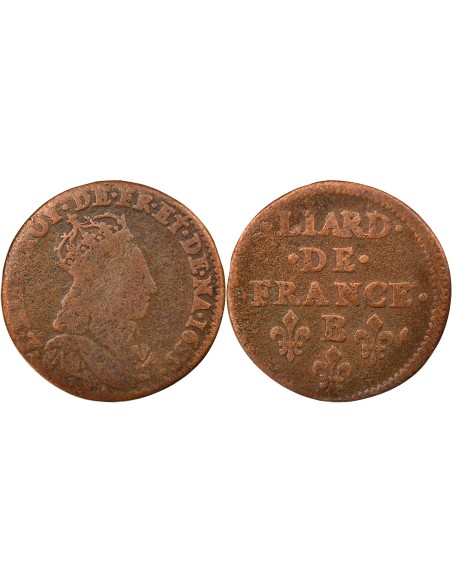 Louis XIV Au Buste Juvénile 1 liard Cuivre 1655 Acquigny