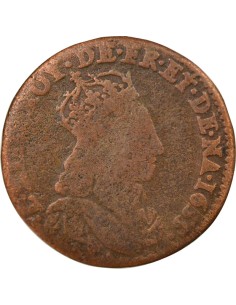 Louis XIV Au Buste Juvénile 1 liard Cuivre 1655 Acquigny 2