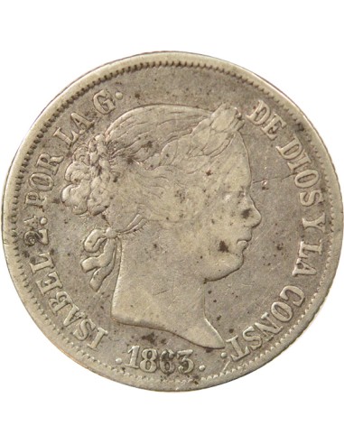 Reine Espagnol 4 reales Argent 1863 AI Madrid