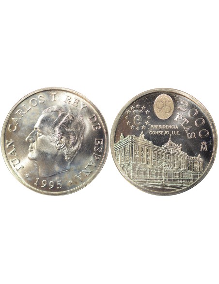 Espagne Juan Carlos I Présidence 2000 pesetas Argent 1995 AI Madrid